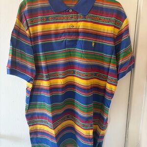 Polo by Ralph Lauren Bold Multicolor Striped Polo Aztec  — Blue Collar